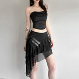 Fashion Trend 2025 Summer Women's New Solid Color Hottie High Waist Side Design Irregular Skirt