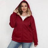 Large Size Women's Winter Explosion Warm Plush Hoodie Jacket