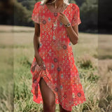 Summer Hot Selling Literary And Art National Wind Round Collar Long Dress