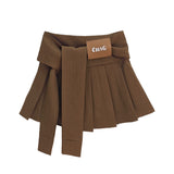 Short Skirt Women Spring And Autumn Wick Velvet Skirt Brown Large Size Fat Mm High-Waist College Windy Skirt Thin