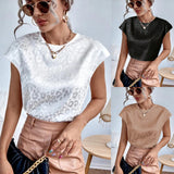 Women's Top 2025 Summer New Leopard-Print Jadar Shirt Casual Blouse Short Sleeves
