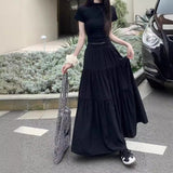 Long-Long Drag Skirt Sunscreen Skirt 95Cm Female Large-Size Cake White Skirt Large Skirt Umbrella Skirt Wrinkled Skirt