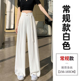 Black New Chinese Style Suit Pants Women Spring And Autumn Small High-Waist Hanging Straight Casual Narrow Version Of Broad Leg Pants