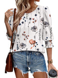 25 Color Women's Clothing 2025 Autumn Loose Leisure Printing Seven-Sleeve Round-Neck T-Shirt Top