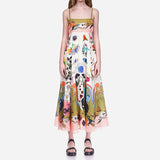 Spring 2025 Women's New Temperament Elegant High-Waist Print Slings Casual Fashion Dress