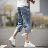 Denim Shorts Men's Summer Thin Loose Hole Trend 2025 New Casual Trend Pants