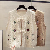 2025 Spring Autumn New Wearing Horse Clip Outside The Folding Sweater Shoulder Tide Cardigan Knitting Vest Woman