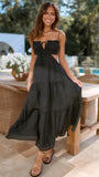 Women's Clothing 2025 New V-Neck Sleeveless Solid Color Splicing Large Swing Long Dress