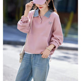 2025 New Autumn Languiled Hooded Blouse Loose Fake Two Hooded Cowboy Coats Spring And Autumn
