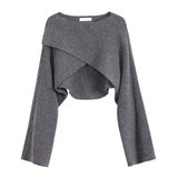 Autumn Dress 2025 New Sea-Going Cross-Sleeved Knitted Shawl Jacket Design Sweater Woman