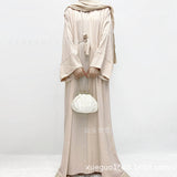 Tiktok Robe Skirt Coat Women's Explosive Middle East Turkey Solid Color Big-Size Cardigan 2 Sets