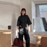 Spring/Summer 2025 Leisurely Pure Color V-Neck Knitted Coat