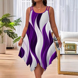 Summer 2025 Summer Fashion Swing Shoulder Strap Print Lady Large Size Dress Random Print