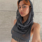 Autumn 2025 Fashion Trend Women's New Hooded Sleeveless Umbilly Knitted Solid Color Sweater