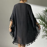 Beach Dress 2025 New Beach Hooded Hook Splicing Tunne Bikini