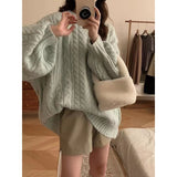 Korean Version Of The New Soft-Mascued Knitting Coat On The Head Of The Lazy Windy Loose Sweater Coat Women's Large Size Autumn And Winter Fashion