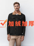 Autumn And Winter Men's Jacket With Velvet Cotton Work Clothes Casual Jacket Jacket