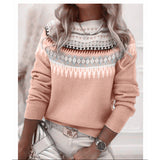 Wish Hot New Sweater Women's Round Collar Color Loose Fashion Knitted Shirt Long Sleeve
