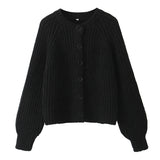 Autumn/Winter 2025 New Women's Solid-Color Casual Fashion Coarse Knit Long-Sleeved Sweater Cardigan Jacket