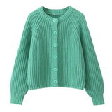 Autumn/Winter 2025 New Women's Solid-Color Casual Fashion Coarse Knit Long-Sleeved Sweater Cardigan Jacket