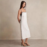 New Women's Fashion Elegant Shoulder-To-Shoulder Knitted Blouse Striped Shoulder-Long Dress