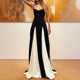 2025 Spring Women's Fashion Temperament Slings Bumping Color Short-Sleeved Loose Swing Dress