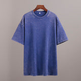 Washing Old Short-Sleeved T-Shirt 2025 Summer Relaxation Leisure Collar Water Washing Hair Short-Sleeved T-Shirt