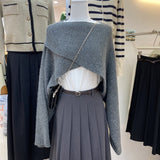 Autumn Dress 2025 New Sea-Going Cross-Sleeved Knitted Shawl Jacket Design Sweater Woman