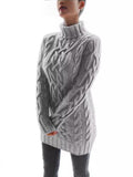 Autumn/Winter 2025 Vintage Long Sleeve Knitted Dress Solid Color High Collar Thick Thick Wool Long Sweater