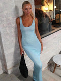-- 2025 Summer Women's Explosive Sexy U-Neck Sleeveless Squint Bag Hip Dress