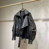 Lamb Bubble Leather Locomotive Jacket Loose PU Leather Coat Oversize New High-End Simple Autumn Coat