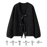 Spring 2025 New Women's Fashion Casual Bow Tie With Small Fragrant Knitted Cardigan Jacket