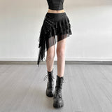Fashion Trend 2025 Summer Women's New Solid Color Hottie High Waist Side Design Irregular Skirt