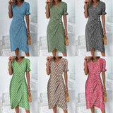 A Large Number Of New 2025 Summer Hot Sales Geometric Collage Bubble Sleeve Irregular Pendulum Dress