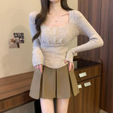 Slim Slim Slim High Waist Anti-Walking A-Word 100-Fold Skirt Skirt Skirt Lining Hottie