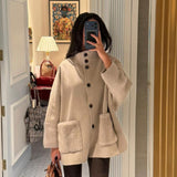 2025 Autumn And Winter Women's Clothing Fashionable Thick Cotton Clothes Long Sleeves Removable Collar Splicing Coat Woman
