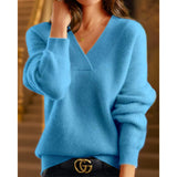 French Design Sense Niche Knitted Jersey High-Neck Loose Streak Languid Wind Thick Sweater Woman