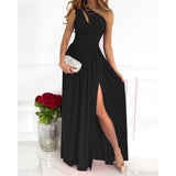 2025 New Slanted Shoulder Dress Temperament Sleeveless Sexy High-Waist Open Skirt Women's Dress