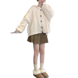 2025 Autumn New Spring And Autumn Lazy Soft Knitted Cardigan Soft Knitted Cardigan Soft Tie Blue Hooded Sweater Coat Women Autumn And Winter