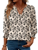 Women's 2025 Fashion Shirt Seven-Sleeve Flower Printed Casual Shirt Summer T-Shirt