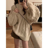 Korean Version Of The New Soft-Mascued Knitting Coat On The Head Of The Lazy Windy Loose Sweater Coat Women's Large Size Autumn And Winter Fashion