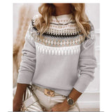 Wish Hot New Sweater Women's Round Collar Color Loose Fashion Knitted Shirt Long Sleeve