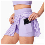 Two-Piece Tennis Skirt Running Yoga Badminton Short Skirt With Safety Pants Zipper