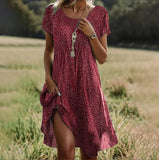 Summer Hot Selling Literary And Art National Wind Round Collar Long Dress