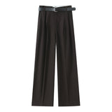 Women's Clothing 2025 New Women's Winter Belt Double-Folded Pants