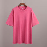 Washing Old Short-Sleeved T-Shirt 2025 Summer Relaxation Leisure Collar Water Washing Hair Short-Sleeved T-Shirt