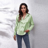 Colored Shirt Women's Denswear Simulation Silk Long-Sleeved Shirt New Women's Clothing
