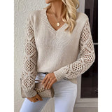 Wish Hot New Sweater Women's Round Collar Color Loose Fashion Knitted Shirt Long Sleeve