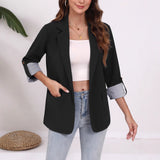New Spring And Autumn Fashion Casual Splicing Collar Repair Cardigan Temperament Suit Jacket