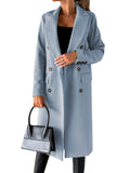 Women's Spring 2025 Coat Hair, Coat Solid Long Sleeve Double Buckle Bag Temperament Elegant